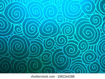 Light BLUE vector natural abstract template. Shining colored illustration with doodles in Zen tangle style. Hand painted design for web, leaflet, textile.