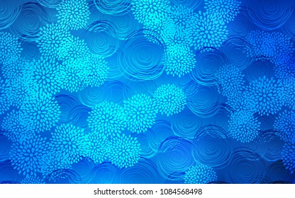 Light BLUE vector natural abstract pattern. Modern geometrical abstract illustration with flowers. The pattern can be used for wallpapers and coloring books.