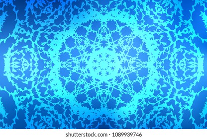 Light BLUE vector natural abstract template. A vague abstract illustration with doodles drawn by child in Indian style. Brand-new design for your business.