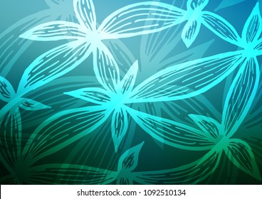 Light BLUE vector natural abstract pattern. A vague abstract illustration with doodles in Indian style. The completely new template can be used for your brand book.