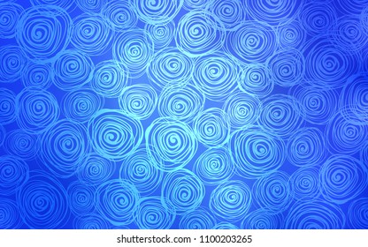 Light BLUE vector natural abstract template. Colorful abstract illustration with roses in doodle style. The template can be used as a background for cell phones.