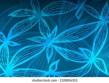 Light BLUE vector natural abstract pattern. A vague abstract illustration with doodles in Indian style. The completely new template can be used for your brand book.