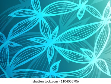 Light BLUE vector natural abstract template. Blurred decorative design in Indian style with Zen tangles. Brand-new style for your business design.