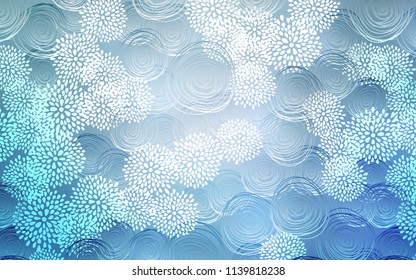 Light BLUE vector natural abstract template. Colorful abstract illustration with flowers in doodle style. A completely new design for your business.