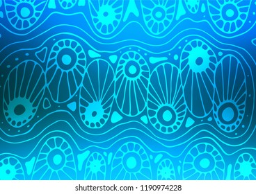 Light BLUE vector natural abstract background. Glitter abstract illustration with doodles and Zen tangles. The textured pattern can be used for website.
