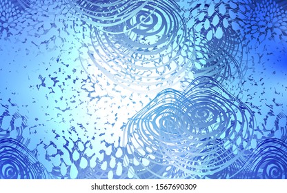 Light BLUE vector natural abstract background. Colorful illustration in doodle style with flowers. The textured pattern can be used for website.