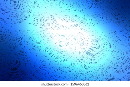 Light BLUE vector natural abstract background. Sketchy doodles with roses on blurred background. The best blurred design for your business.