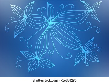 Light BLUE vector natural abstract pattern. Colorful abstract illustration with lines in Asian style. Hand painted design for web, wrapping, wallpaper.