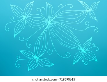 Light BLUE vector natural abstract texture. A vague abstract illustration with doodles in Indian style. The completely new template can be used for your brand book.