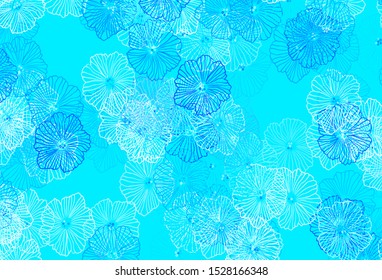 Light BLUE vector natural artwork with leaves. Colorful illustration in doodle style with flowers. New template for your brand book.
