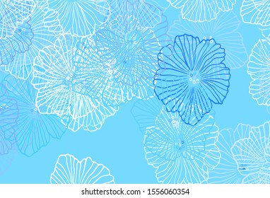 Light BLUE vector natural artwork with leaves. Colorful illustration in doodle style with flowers. A new texture for your wallpaper design.