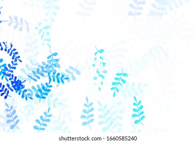 Light BLUE vector natural artwork with leaves. leaves on blurred abstract background with gradient. New template for your brand book.