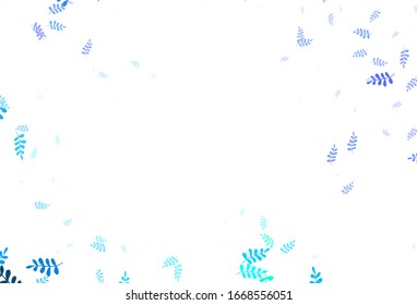 Light BLUE vector natural artwork with leaves. Doodle illustration of leaves in Origami style with gradient. New template for your brand book.