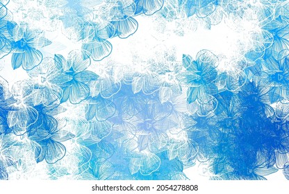 Obra de arte natural vectorial AZUL claro con flores. Ilustración creativa de estilo borroso con flores. Nueva plantilla para tu libro de marcas.