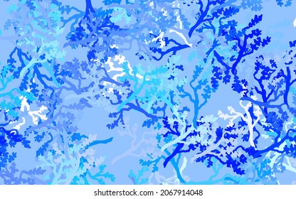 Vector ligero AZUL de arte natural con hojas, ramas. Ilustración abstracta con hojas, ramas en estilo doodles. Nuevo diseño para su negocio.