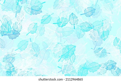 Light BLUE vector natural artwork with leaves. Shining colored illustration with leaves and flowers. Colorful pattern for kid's books.