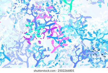 Light BLUE vector natural artwork with leaves, branches. Creative illustration in blurred style with leaves, branches. New template for your brand book.