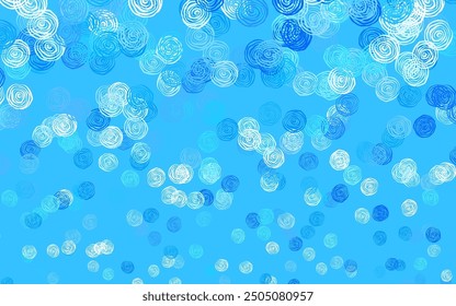 Light BLUE vector natural artwork with roses. Shining colored illustration with flowers. Hand painted design for web, wrapping.