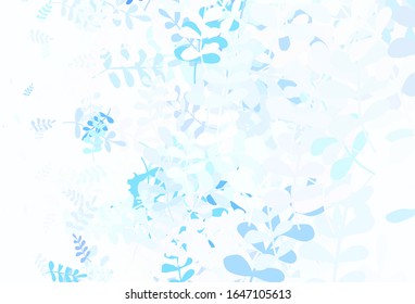Light BLUE vector natural backdrop with leaves. Blurred decorative design in Indian style with leaves. New template for your design.