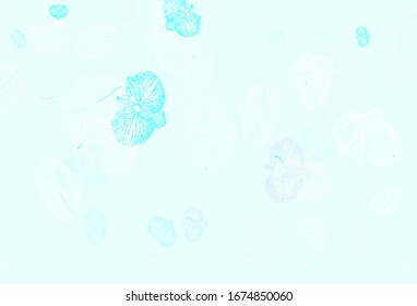Light BLUE vector natural backdrop with flowers. Flowers with gradient on white background. The best design for your business.