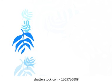 Light BLUE vector natural backdrop with leaves. leaves on elegant natural pattern with gradient. Doodle design for your web site.