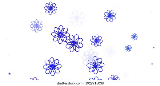 Light BLUE vector natural backdrop with flowers. Simple design with flowers on abstarct background. Pattern for website designs.