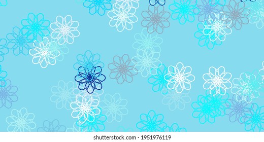 Light BLUE vector natural backdrop with flowers. Abstract illustration with flowers in Origami style. Brand new business design.