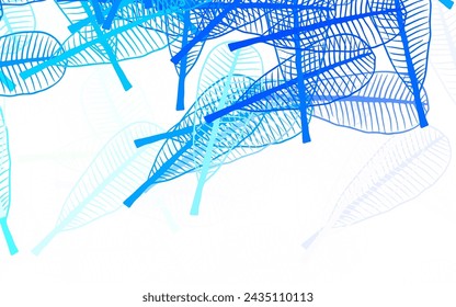 Vector azul claro de fondo natural con hojas. Ilustración creativa en estilo borroso con hojas. Patrón para fondos de pantalla, libros para colorear.