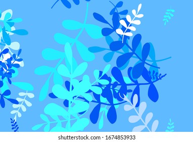 Light BLUE vector natural background with leaves. Modern geometrical abstract illustration with leaves. Colorful pattern for kid's books.