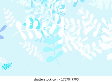Light BLUE vector natural background with leaves. Colorful abstract illustration with leaves in doodle style. Textured pattern for websites, banners.