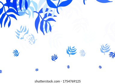 Light BLUE vector natural background with leaves. Brand new colored illustration in blurry style with leaves. Pattern for wallpapers, coloring books.