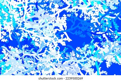 Luz AZUL vectorial fondo natural con hojas, ramas. Nueva ilustración de color con hojas y ramas. Una nueva textura para tu diseño de papel pintado.