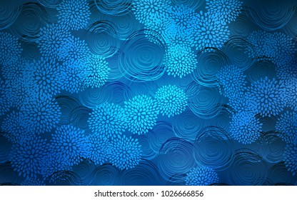 Light BLUE vector natural elegant background. Doodle illustration of flowers in Origami style with gradient. A completely new design for your business.