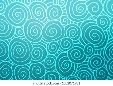 Light BLUE vector natural elegant texture. Colorful illustration in abstract style with doodles and Zen tangles. The pattern can be used for coloring books and pages for kids.