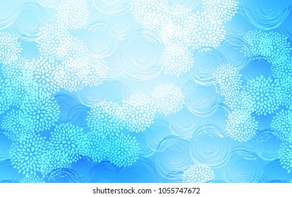 Light BLUE vector natural elegant background. A vague abstract illustration with flowers in doodles style. Brand-new style for your business design.