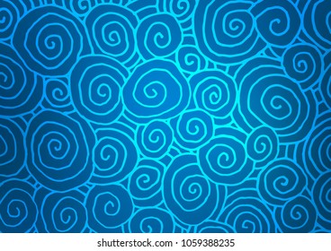 Light BLUE vector natural elegant template. Creative illustration in blurred style with doodles and Zen tangles. A new texture for your design.
