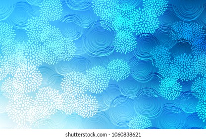Light BLUE vector natural elegant template. Shining colored illustration with flowers in doodle style. Hand painted design for web, leaflet, textile.