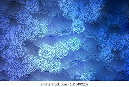 Light BLUE vector natural elegant template. Sketchy doodles with flowers on blurred background. The pattern can be used for coloring books and pages for kids.