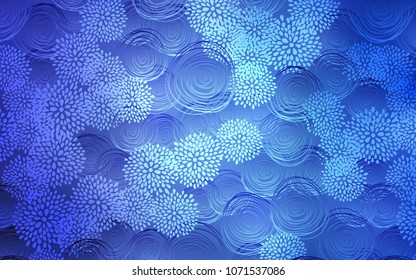 Light BLUE vector natural elegant background. Sketchy doodles with flowers on blurred background. A completely new template for your business design.
