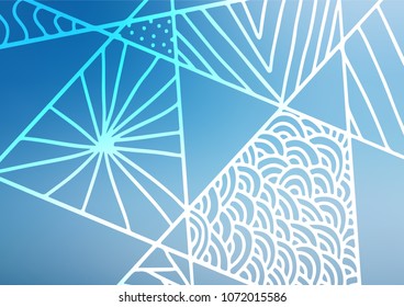 Light BLUE vector natural elegant pattern. Ethnic elegant natural pattern with gradient. The pattern can be used for coloring books and pages for kids.