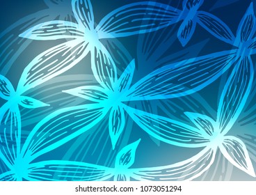 Light BLUE vector natural elegant pattern. Decorative shining illustration with doodles on abstract template. Brand-new design for your business.