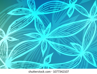 Light BLUE vector natural elegant template. Decorative shining illustration with doodles on abstract template. Hand painted design for web, wrapping, wallpaper.