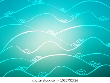 Light BLUE vector natural elegant texture. Colorful abstract illustration with lines in Asian style. Hand painted design for web, leaflet, textile.