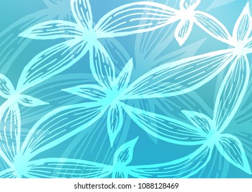 Light BLUE vector natural elegant background. Colorful illustration in abstract style with doodles and Zen tangles. Brand-new style for your business design.