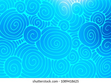 Light BLUE vector natural elegant template. Blurred decorative design in Indian style with Zen tangles. Hand painted design for web, wrapping, wallpaper.