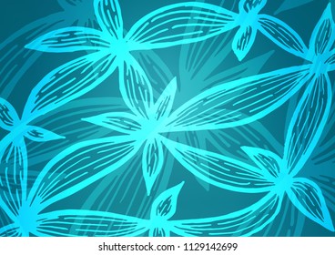 Light BLUE vector natural elegant floral pattern. Colorful abstract illustration with lines in Asian style. The pattern can be used for heads of websites and designs.