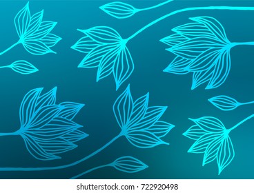 Light BLUE vector natural elegant background. Ethnic elegant natural pattern with gradient. The elegant pattern can be used as a part of a brand book.