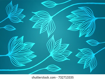 Light BLUE vector natural elegant background. Sketchy hand drawn doodles on blurred background. A completely new template for your business design.