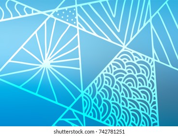 Light BLUE vector natural elegant template. Doodles on blurred abstract background with gradient. The textured pattern can be used for website.