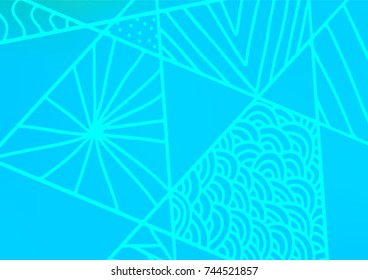 Light BLUE vector natural elegant texture. A vague abstract illustration with doodles in Indian style. The pattern can be used for coloring books and pages for kids.